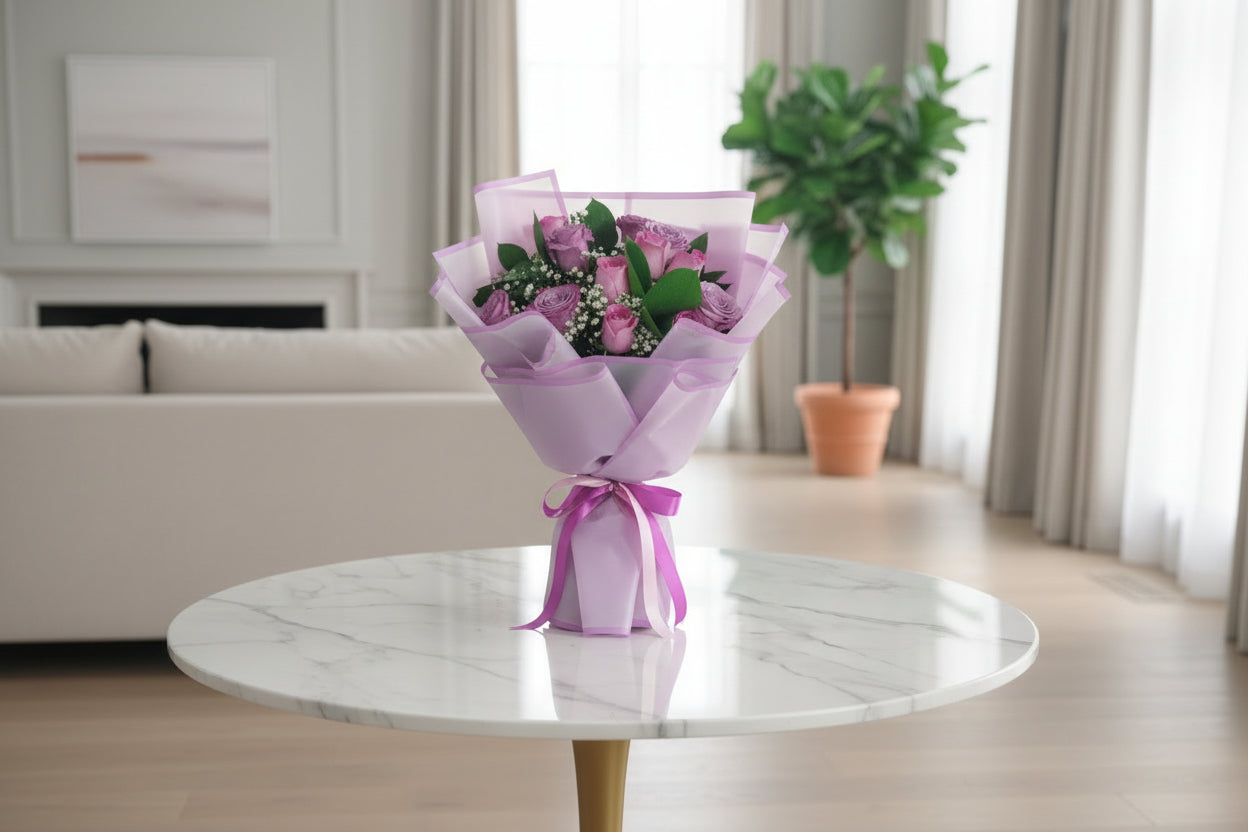 Pink & Deep Purple Roses Bouquet